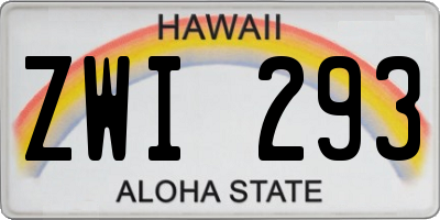 HI license plate ZWI293