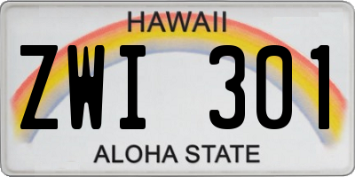 HI license plate ZWI301