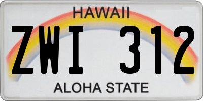 HI license plate ZWI312