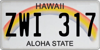 HI license plate ZWI317