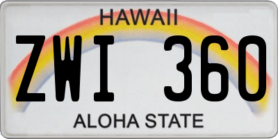 HI license plate ZWI360