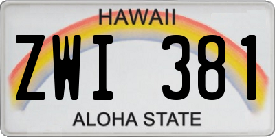 HI license plate ZWI381