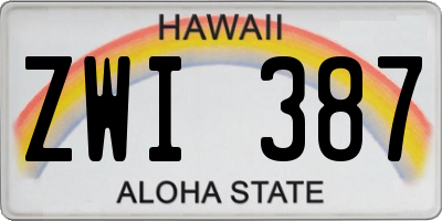 HI license plate ZWI387