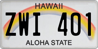 HI license plate ZWI401