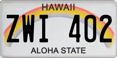 HI license plate ZWI402