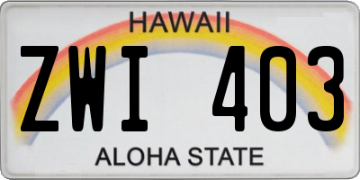 HI license plate ZWI403