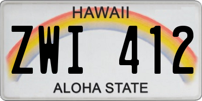 HI license plate ZWI412