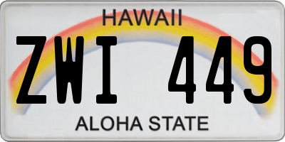 HI license plate ZWI449