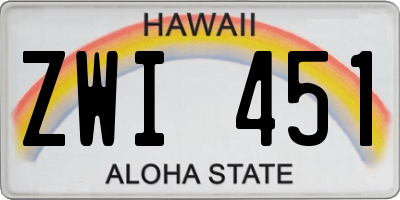 HI license plate ZWI451