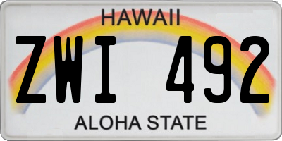 HI license plate ZWI492
