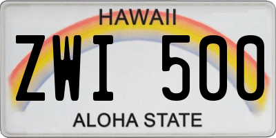 HI license plate ZWI500