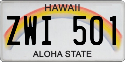 HI license plate ZWI501