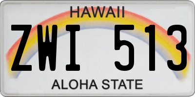 HI license plate ZWI513