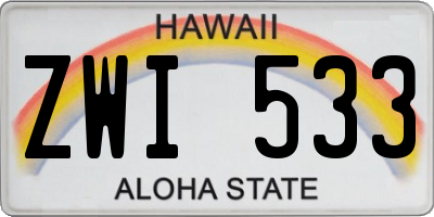 HI license plate ZWI533
