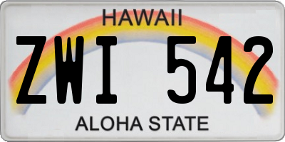 HI license plate ZWI542