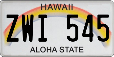 HI license plate ZWI545