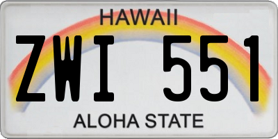 HI license plate ZWI551
