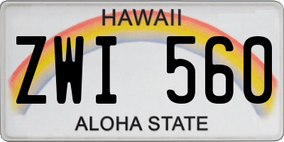 HI license plate ZWI560