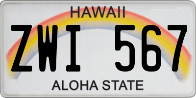 HI license plate ZWI567