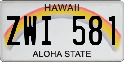 HI license plate ZWI581