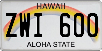 HI license plate ZWI600