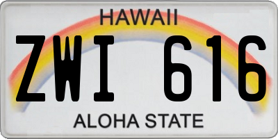 HI license plate ZWI616