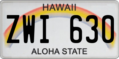 HI license plate ZWI630