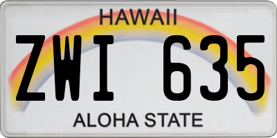 HI license plate ZWI635