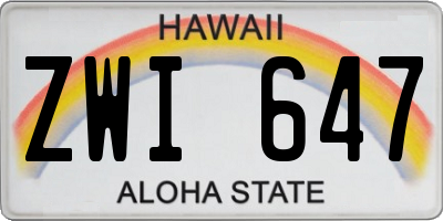 HI license plate ZWI647