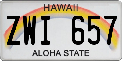 HI license plate ZWI657