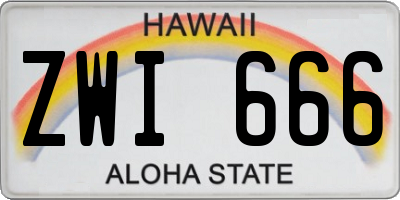 HI license plate ZWI666