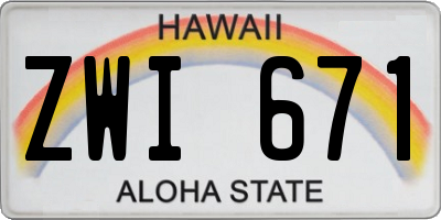 HI license plate ZWI671
