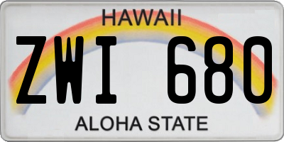 HI license plate ZWI680