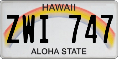 HI license plate ZWI747