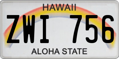 HI license plate ZWI756