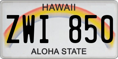 HI license plate ZWI850