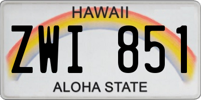 HI license plate ZWI851