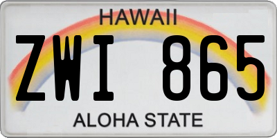 HI license plate ZWI865