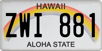 HI license plate ZWI881