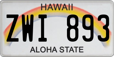 HI license plate ZWI893