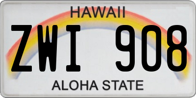 HI license plate ZWI908