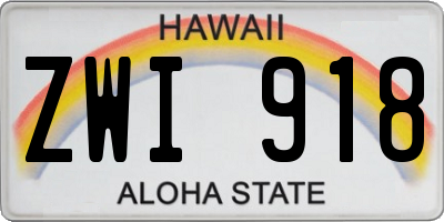 HI license plate ZWI918