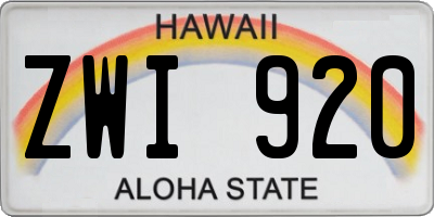 HI license plate ZWI920