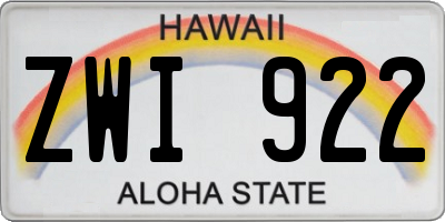 HI license plate ZWI922