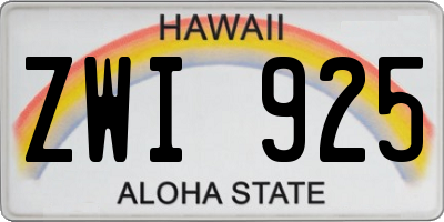 HI license plate ZWI925