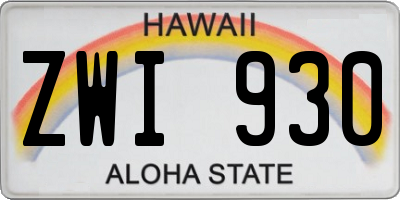 HI license plate ZWI930