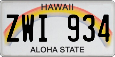 HI license plate ZWI934