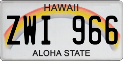HI license plate ZWI966