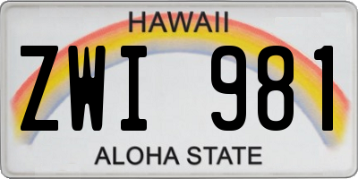 HI license plate ZWI981