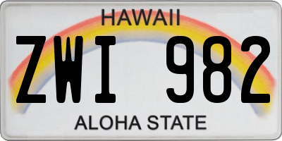 HI license plate ZWI982